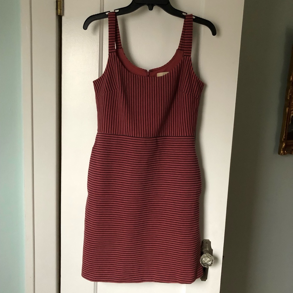 Pink LOFT dress with black stripes